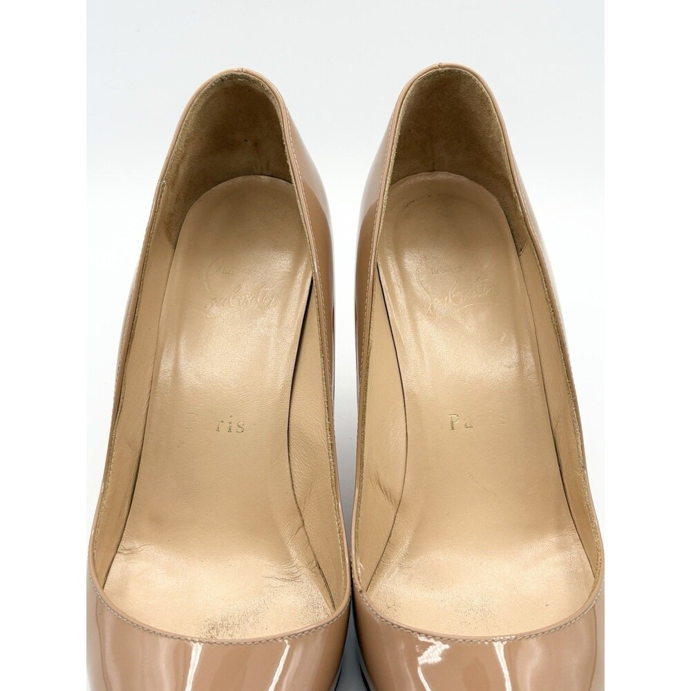 Christian Louboutin Pigalle 85 Nude Pointed Toe Patent Leather Stilettos EU 37 - Picture 6 of 11